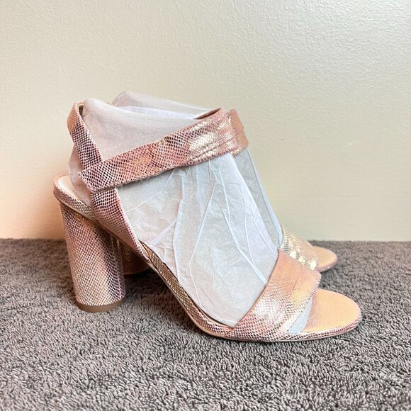 Franco Sarto Womens Size 7 7M Osmina Rose‎ Gold Block Dress Heel Sandals Shoes - Picture 1 of 14